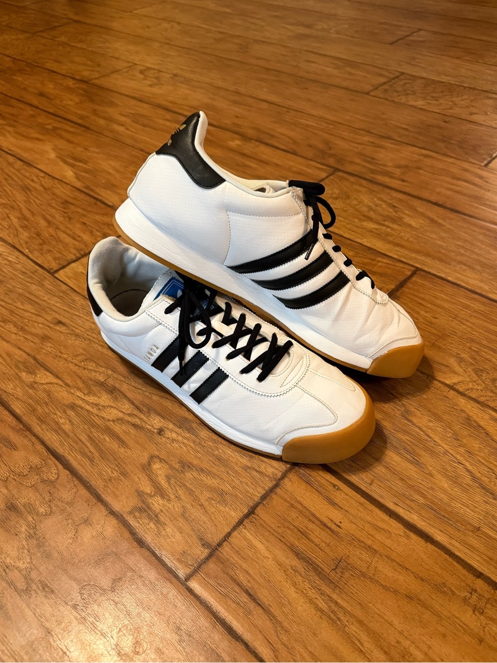 Men’s Adidas Samoa Black & White Shoes Sz 14
